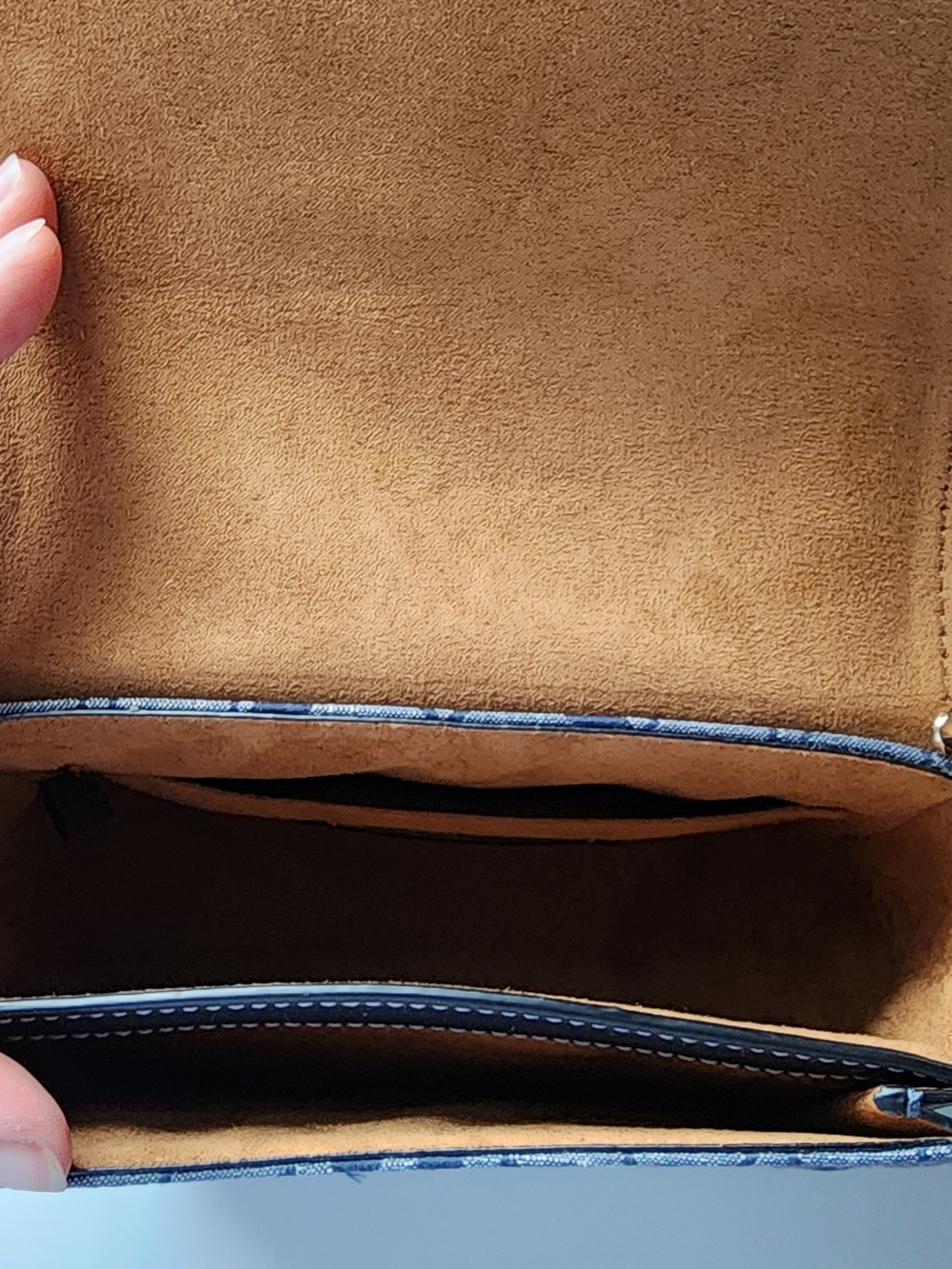Coach Signature Denim Saddle Crossbody Bag with Tan Leather Trim - Picture 7 of 11